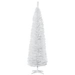 HOMCOM 7' Pencil Christmas Tree, Slim Artificial Xmas Tree with Realistic Branches, Sturdy Stand, White