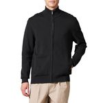 Amazon Essentials Men's Full-Zip Cotton Sweater, Black, Medium