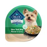 Blue Buffalo Delights Natural Adult Small Breed Wet Dog Food Cups, New York Strip Flavor in Hearty Gravy 99g (Pack of 12)