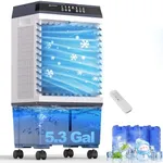 SUNGDOGIN Swamp Cooler Air Conditioner,1800CFM Portable Evaporative Air Cooler,Cooling Fan for Room Garage Patio,5.3 Gal Water Tank,3 Speeds,4 Ice Boxes,12H Timer,Remote,32inch