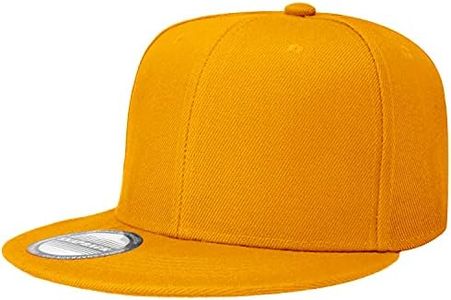 Classic Snapback Hat Cap Hip Hop Style Flat Bill Blank Solid Color Adjustable Size, 1pc Gold, One Size