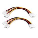 LipiWorld 4 Pin Molex Male to 2 Ports Molex IDE Female Power Supply Y Splitter Adapter 17Cm Cable for PC,Cooling Fan CD Driver Hard Disk (Molex 4P Male to Dual Female Pack-2),Multi-colored