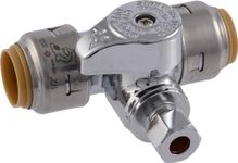 SharkBite Max 1/2 x 1/2 x 1/4 Inch Compression Tee Stop Valve, Push to Connect Brass Plumbing Fitting, PEX Pipe, Copper, CPVC, PE-RT, HDPE, UR24983A