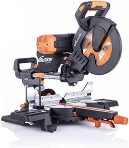 Evolution Power Tools R255SMS-DB+ 10-Inch Dual Bevel Sliding Miter Saw Multi-Material, Multipurpose Cutting Cuts Metal, Plastic, Wood 45˚-45˚ Double Bevel & 50˚-50˚ Miter TCT Blade Included