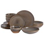 Gibson Elite 16 Piece Dreamweaver Double Bowl Terracotta Reactive Dinnerware Set - Sand Cream