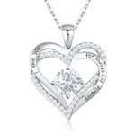 CDE 925 Sterling Silver April Birthstone Pendant Necklace for Women White Gold Plated Forever Love Heart Necklaces Jewellery Anniversary/Birthday Gifts for Her/Mum/Wife