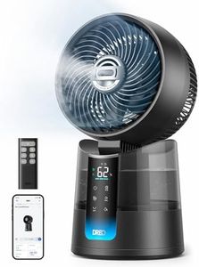 DREO TurboCool Misting Fan 516S, 150°+30° Omni-directional Oscillating Smart Cooling Fans that Blow Cold Air, 26 ft/s, Ultrafine Mist, 20dB, 1.3L, 6 Speeds 2 Modes, Remote & APP Control, Indoor, Grey