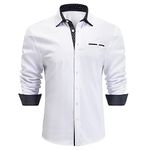 Enlision Men's Dress Shirts Long Sleeve White Shirt Regular Fit Business Button Up Casual Shirts for Mens L