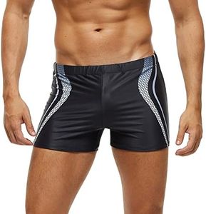 KEOYA Swimwear Men Swim Boxer Trunks Brief Quick Dry Bikini Swimsuits Square Leg Surf Bathing Suits Black 3X Large