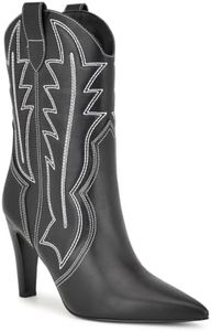 NINE WEST Women's Alama Western Boot, Black 001, 5