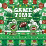 144 Pack Football Birthday Party Decorations Football Party Supplies Tailgate Party Decor Sports Game Tableware Set - Football Theme Plates, Balloons, Backdrop, Tablecloth, Cups, Napkins Serves 20