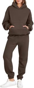 ANRABESS Womens 2 Piece Outfits Lounge Hoodie Oversized Sweatshirt Jogger Sweatpants Y2K Tracksuit Sweatsuit Set Fall Clothes Brown Small