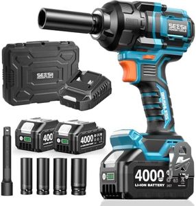SEESII Impact Wrench 900 FT-LBS(1200N.m) 2900IPM 1/2 Impact Gun High Torque Electric Cordless Impact Wrench with 21V 2x4.0Ah Battery 5 Sockets and Case for Home Car Truck Tire Lug Nut Removal Tool Set