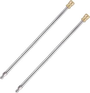 YUET 2Pcs Pressure Washer Extension Wand, Extension Lance (16"/40cm) 1/4 Inch Quick Connect, Washer Elbow Rod Water Pumps Kit 4000 PSI (Straight Set) 16 Inch Stainless Steel Power Washer Lance, 2 Pack