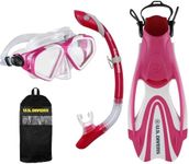 OutdoorMaster x U.S. Divers Cozumel Mask Fin Snorkel Set, Snorkeling Gear for Adults, 3 in 1 Scuba Gear with Panoramic View Anti-Fog Mask, Dry Top Snorkel, Fins & Travel Bag for Swimming, Snorkeling