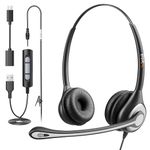 Wantek USB Headset with Microphone for PC Laptop,3.5mm/USB/Type-C Jack 3-In-1 Headphones with Noise Cancelling & Audio Controls,Teams Headset for Office,Call Center,Work,Binaural