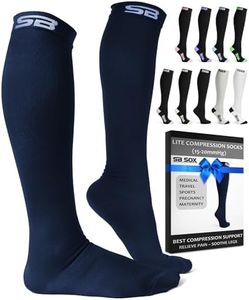 SB SOX Lite Compression Socks for Men & Women (15-20mmHg) – Best Compression Socks for Travel, Sports, and Daily Wear - XXL Sizes too! (Solid Navy, S/M)