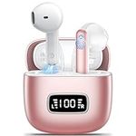 Wireless Earbuds,Wireless Headphones Bluetooth 5.3 with 4 Mic HD Calling 2024 wireless earphones in Ear HiFi Stereo 42H Playtime Dual LED Display Touch Control IP6 Waterproof Bluetooth Earphones Pink