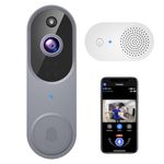 guggre 1080p Wireless Video Doorbell with Indoor Ring Chime, Enhanced Security with AI Human Detection, 2-Way Audio, Night Vision, AES-128 Cloud Storage, Real-Time Alerts, Smart Home Protection