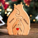 Personalized Wooden Bear Puzzle with 2-10 Family Name, Gift for Mum Grandma We are One, Custom Family Name Sculpture, Gift for Mother’s Day, Birthdays, Unique Wooden Decor Gift for Mom and Dad