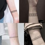 Everjoy Waterproof Arm Wrist Leg Circle Fake Temporary Tattoo Stickers - Black Boho Tribal Armband