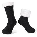 LEMZONE Men's Warm Cozy Slipper Socks Non Slip Winter Fuzzy Fleece-lined Grip Sock