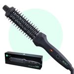 MINT Extra-Long 1 1/3 Inch Thermal Brush for Effortless Curls, Volume & Waves | 230-430°F 2-Heater Ceramic Curling Iron Brush Creates Long-Lasting Styles | Heated Round Brush Styler with Dual Voltage
