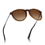 Carfia Vintage Round Sunglasses for Women Polarized UV Protection Classic Retro Designer Erika Style Wraparound Shades