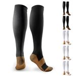 TRIITECH 6 Pairs Copper Compression Socks for Women and Men, 15-20mmHg Best for Running, Hiking, Nurse, Travel