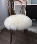 Yesland 2 Pack 16'' Round Shaggy Faux Fur Sheepskin Chair Cover Area Rugs, Super Soft Fluffy Plush White Seat Cushion/Floor Mat for Bedroom, Office, Restaurant Chair