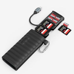 Card Reader High-Speed USB C to Micro SD Card Adapter USB 3.1 Type-C Dual Slots Memory Card Reader for SD/TF Card Carrying Case Holder for Cameras, Smartphones, Drones, Action Cameras