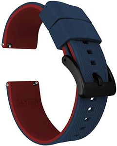 BARTON WATCH BANDS 20mm Navy Blue/Crimson Red - Elite Silicone Watch Bands - Black Buckle Quick Release