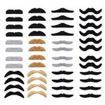 Quesuc 48 Piece Self Adhesive Fake Mustache Set Novelty Mustaches for Costume and Halloween Festival Party