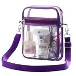 Meiikun Clear Bag Stadium Approved, Clear Purse Crossbody Bag, Adjustable Shoulder Strap Clear Bags for Concerts (7.8 x 5.7 in S- Purple)