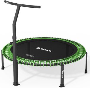 BCAN 560 LBS Soft Land Mini Trampoline, 48" Fitness Trampoline with Bungees, T Shape Adjustable Foam Handle, Stable, Quiet Exercise Rebounder for Kids Adults Indoor/Garden Workout - 2025