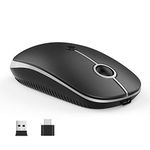 Type C Wireless Mouse, Vssoplor Dual Mode 2.4G Wireless Mouse USB C Cordless Mice with Nano USB and Type C Receiver Compatible with PC, Laptop, MacBook and All Type C Devices-Black and Silver