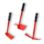 NAYRA Gardening Tool Set - Multiple Configurations Available (Garden Hoe, Tiller & Hand Hoe with 2 Prongs (RED))