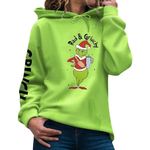 Angxiwan Grinch Hoodies for Women uk Fashion Long Sleeve Hooded Sweatshirt Funny Grinch Graphic Xmas Jumpers Pullover Tops Shirt S-3XL