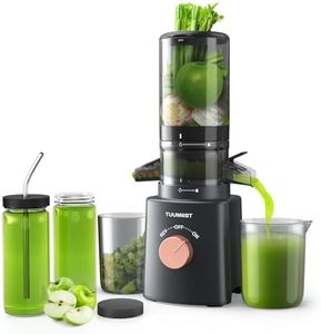 Cold Press Juicer with 8 Juice Bottles - Masticating Juicer Machines for Fruits and Veggies, 4.25" Large Feed Chute, Easy to Clean, Gun Grey