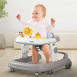 Baybee Astro 2 in 1 Baby Walker for Kids with 3 Adjustable Height & Wheel Lock | Activity Push Walker for Baby with Musical Toy Bar & Stopper | Kids Walker Baby 6-18 Months Boy Girl (Grey)