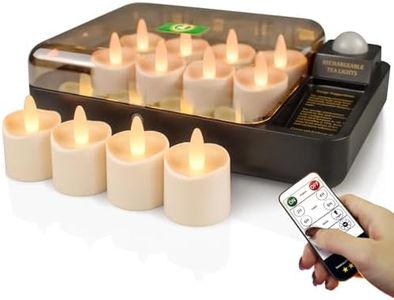 HL Rechargeable Waterproof LED Tea Lights with Remote & Timer, 100H Flameless Votive Candles for Indoor/Outdoor, Flickering Décor for Weddings, Parties, Halloween & Christmas.