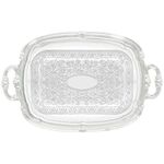 Winco CMT-1912 Oblong Tray with Integrated Handle, Chrome