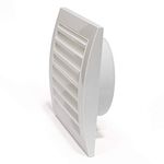 Vent Systems Ø150 mm / 6" Inch - White Air Vent Plastic Cover - Louvered Outdoor Opening Flap Vent Built - in Pest Guard Screen HVAC for Home Improvement