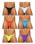 Arjen Kroos Men's Thong G-String Underwear Sexy Low Rise T-Back Bikini 6Pack,AK2111-6sS-CA,Small