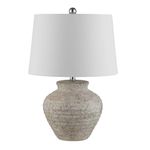 SAFAVIEH Lighting Collection Ledger Rustic Farmhouse Light Grey Ceramic 23-inch Bedroom Living Room Home Office Desk Nightstand Table Lamp (LED Bulb Included)