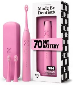 Made by Dentists PRO‑X Sonic Electric Toothbrush for Adults – 70‑Day Battery on One Charge, Dentist‑Designed Whitening Rechargeable Toothbrush, 3 Brush Heads & Travel Case, 3 Modes, Pink