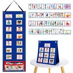 FRIUSATE Visual Timetable, Daily Routine Chart Children Planner Chart Visual Now and Next Board Learning Aid Tool with 70 Pieces Schedule Cards to Support Communication, Routine and Transition