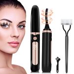 Heated Eyelash Curler, Heated Lash Curler with Eyelash Comb, Electric Eyelash Curler with USB Rechargeable, 4 Heating Modes Anti-Scald Lash Curling Tool with LED Display, Gift for Women