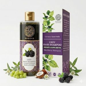 Buddha Natural Grey Hair Shampoo (200 Ml) - Helps Reduce Premature Greying, Strengthens Roots & Restores Natural Shine | Suitable for Men and Women