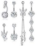 Zankulas Surgical Steel Belly Button Rings Dangling Dangle Belly Rings Piercing Jewelry for Women with Cute Heart Butterfly Elements, Stainless Steel, no gemstone